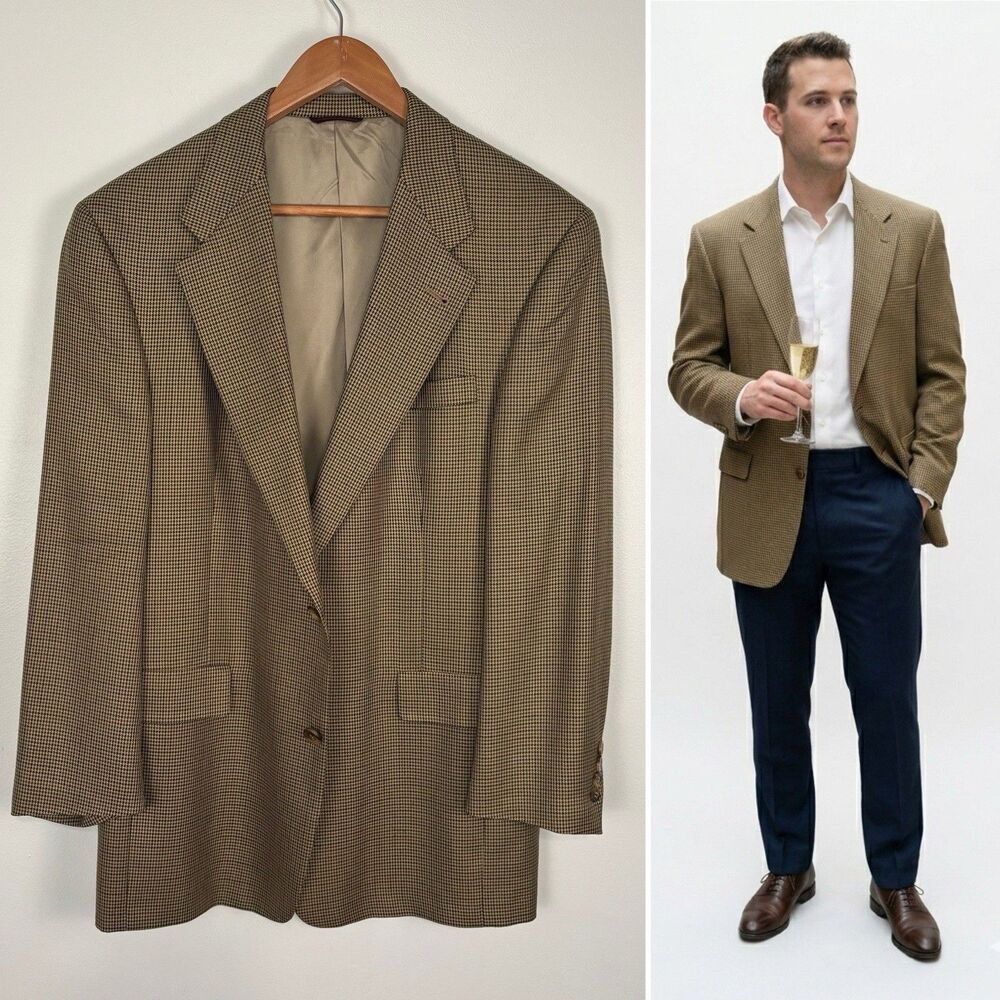 Hart Schaffner & Marx Dillard's Men's Blazer 40R Brown Houndstooth Two Button